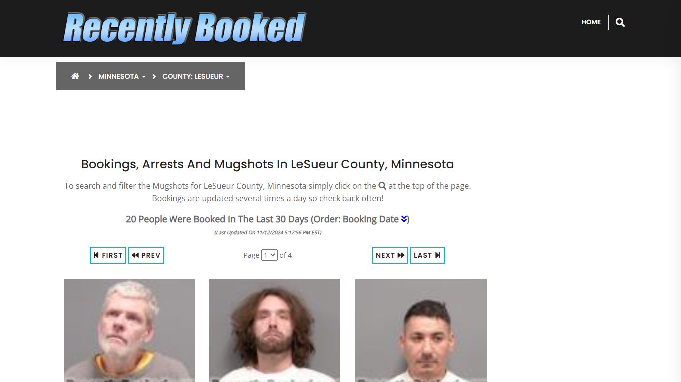 Bookings, Arrests and Mugshots in LeSueur County, Minnesota